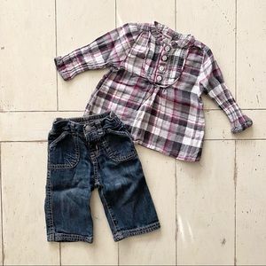 Old Navy girls flannel and jeans set
